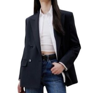 Banana Republic Siena Italian Wool Blazer Navy Size 10 Preppy Jacket